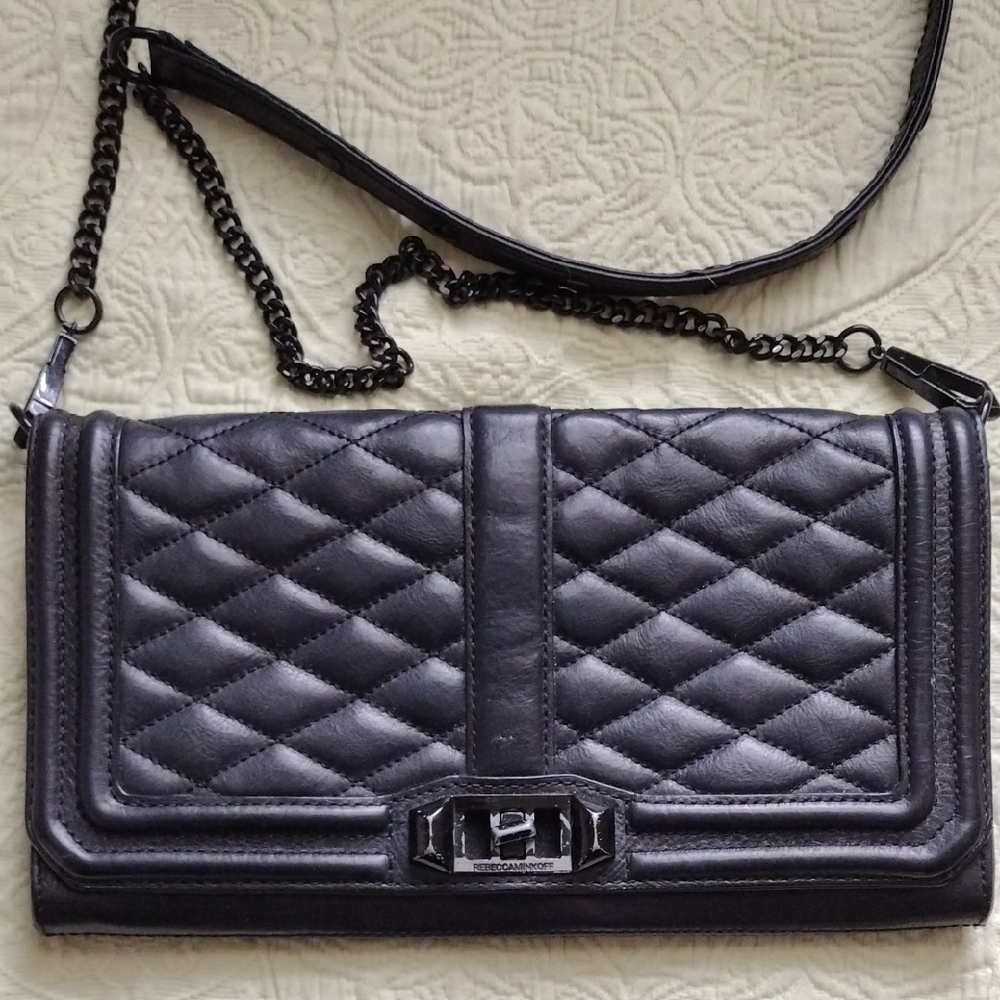 Rebecca Minkoff Black Quilted Chain Shoulder , Cross Body Bag
